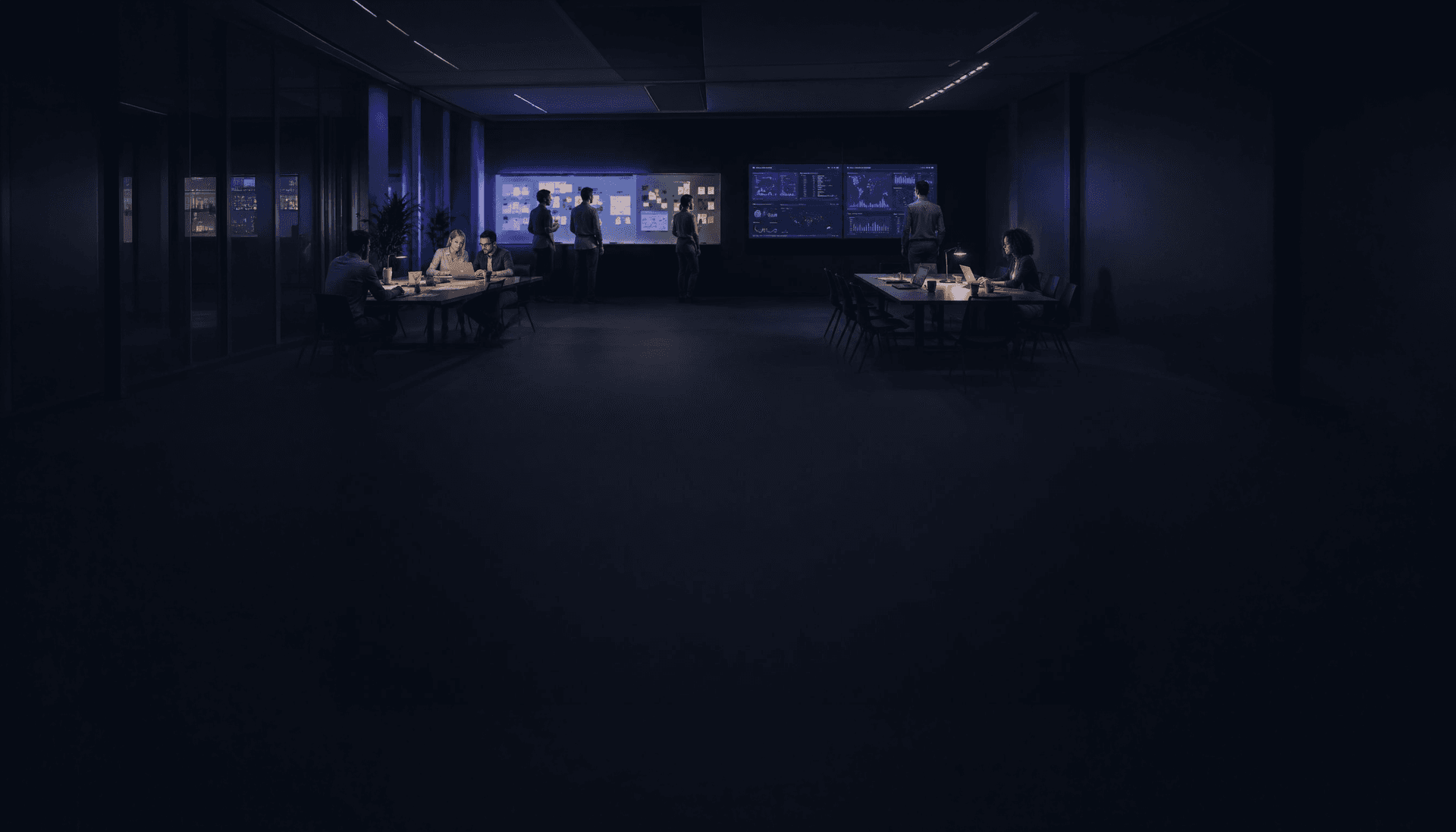 Professional team working together in a premium modern office environment